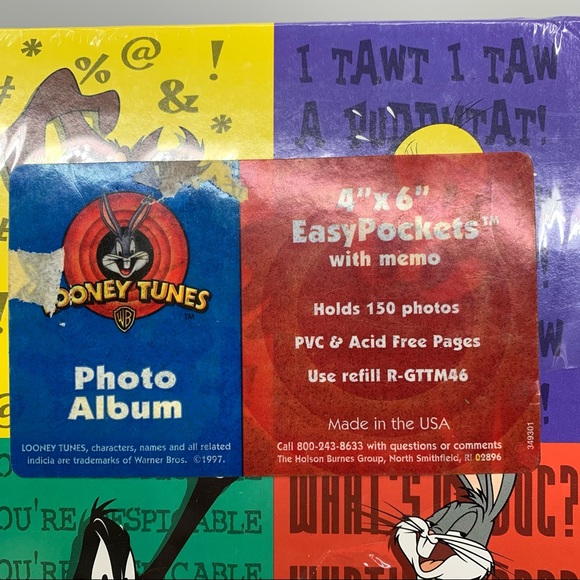 Vintage Looney Tunes Gang 1997 Taz Bugs Bunny 4x6 Pocket Memo Binder Photo Album - Picture 8 of 12